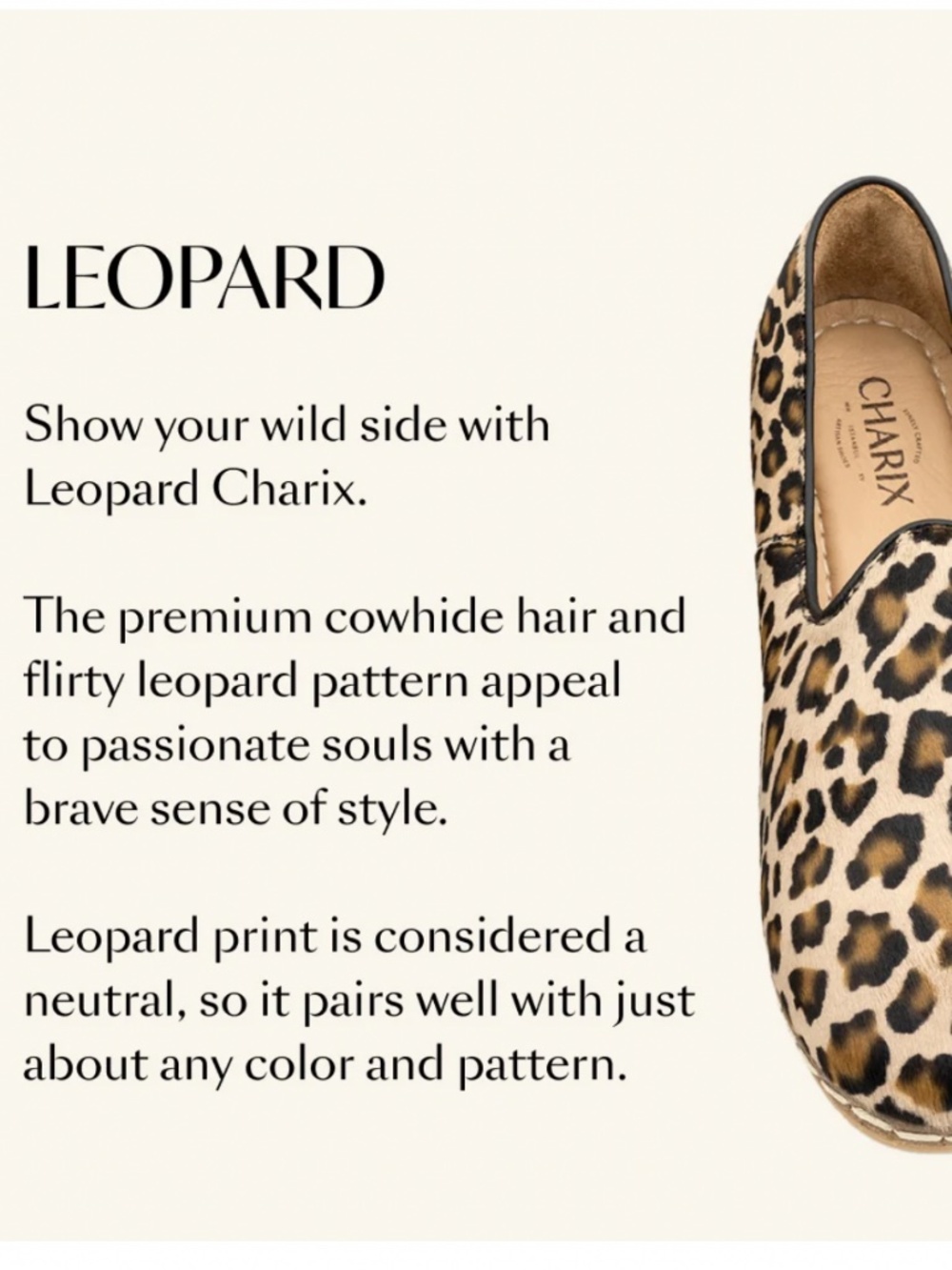 CHARIX Slip-On Leopard Cowhide Hair  Size EU 41 US 9.5/10 - Picture 11 of 13